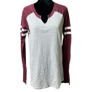LAT Ladies Gameday Mashup Raglan Tee Shirt Top Vintage Heather/Vintage Burgundy